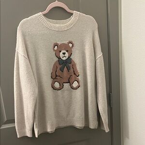 Torrid Cream Sweater with Teddy Bear Design
